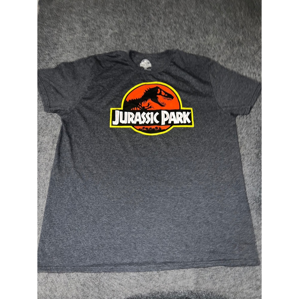 Jurassic World Park Graphic T-Shirt Mens 2XL Charcoal Gray Cotton Blend Logo Tee